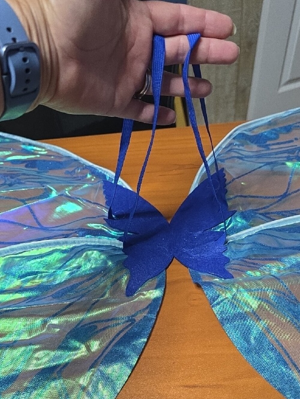 Blue Iridescent Fairy Wings Costume Set - Picture 8 of 11